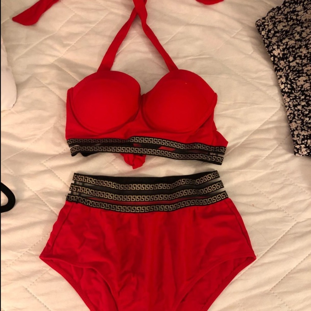 Halter Two Piece Bikini Set High Waist Swimsuit - Picture 8 of 8